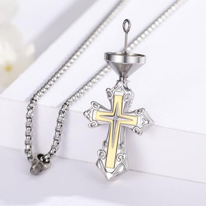925 Sterling Silver Celtic Cross Urn Necklace for Ashes - color: silver-m