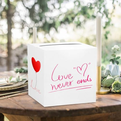 Hooqict White Card Box with Slot 9.1" Wedding Grad Gift Card Box Holder for Party Reception, Graduation, Birthday, Retirement, Bridal or Baby Shower, Raffle Ticket Money Envelope - color: White