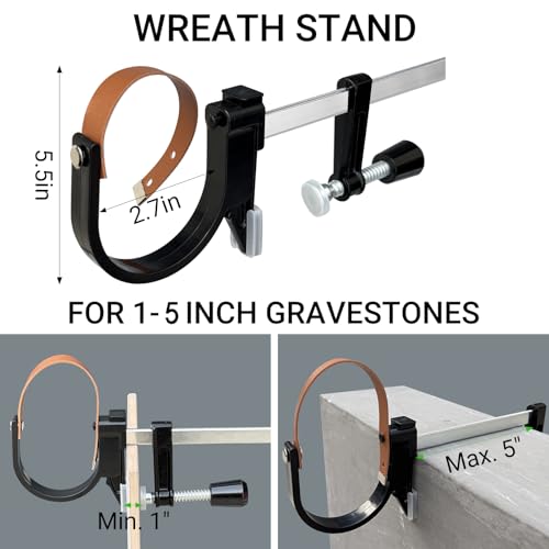 Christmas Grave Wreath Holder,Headstones Hanger,Adjustable 1-5" - 2 Pack - color: Black, size: 1 to 5 inches