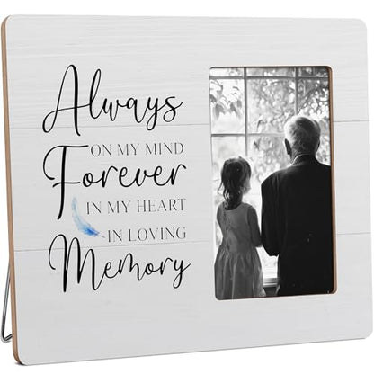 Memorial Gifts for Loss of Loved One, Sympathy Gift Picture Frame, Always on my Mind Forever in My Heart Wooden Picture Frames, 4x6 inch Photo - color: Green