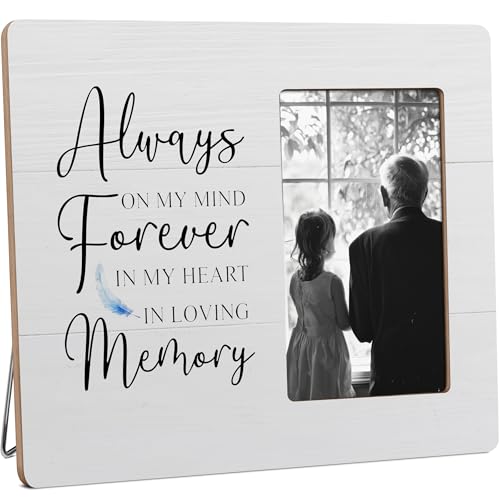 Memorial Gifts for Loss of Loved One, Sympathy Gift Picture Frame, Always on my Mind Forever in My Heart Wooden Picture Frames, 4x6 inch Photo - color: Green