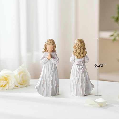 Answered Angel of Prayer Figurine, Solid Resin Praying Angel Figurines Spiritual Decor Statue for Women Girl Religious Hope Sympathy Statues Figure Gifts,Luxury Gift Box with Ribbon &Card-6.2''