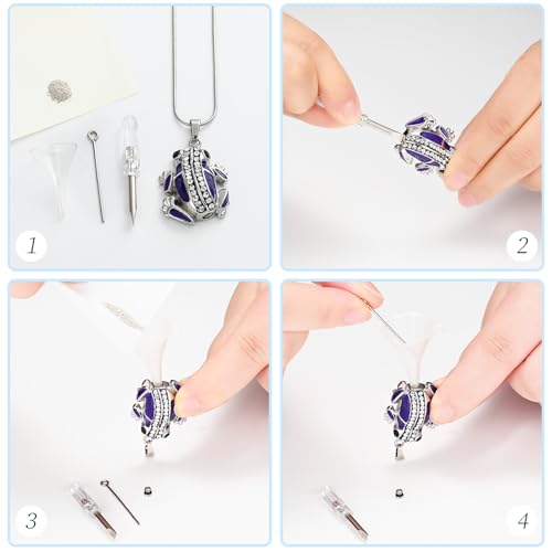 Frog Urn Necklace for Ashes Animals Cremation Jewelry Stainlee Steel Memorial Necklaces Keepsake Jewelry Ashe Holder Pendant for Human Ashes with Filling Kits - color: Purple