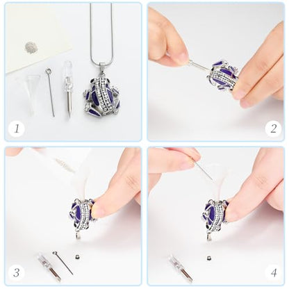 Frog Urn Necklace for Ashes Animals Cremation Jewelry Stainlee Steel Memorial Necklaces Keepsake Jewelry Ashe Holder Pendant for Human Ashes with Filling Kits - color: Purple