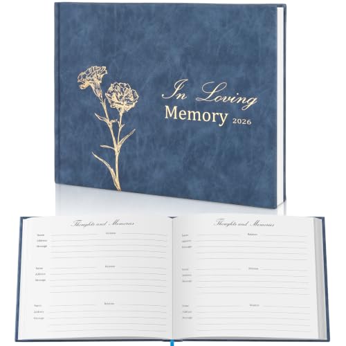 Funeral Guest Book 2026, Memorial Guest Book with Memory Pages, Family Tree & Gift Record, Hardcover Funeral Sign In Book for Up to 360 Guests, 8" x 10", for Memorial Service & Celebration of Life - style: Guest Book 2026