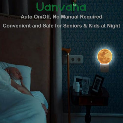 Moon Lamp Yellow Full Moon LED Dusk to Dawn Night Light Auto Sensor for Bedroom Bathroom Hallway Living Room - color: Yellow Full Moon