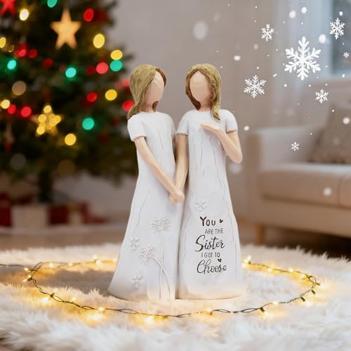Best Friend Birthday Gifts for Women - Resin Sister Figurines Best Friend Sister Birthday Gift Ideas Unique Gifts for Sisters from Sister - Hand-Painted Figure (White) - color: 2 Sisters