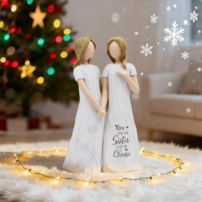 Best Friend Birthday Gifts for Women - Resin Sister Figurines Best Friend Sister Birthday Gift Ideas Unique Gifts for Sisters from Sister - Hand-Painted Figure (White) - color: 2 Sisters