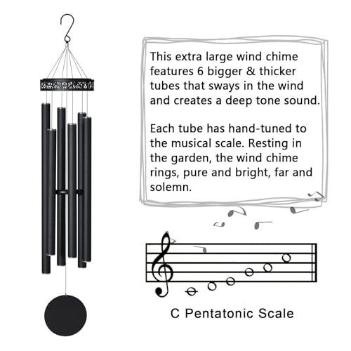 Suntimber 48" Large Wind Chimes for Outside Deep Tone, 6 Heavy Tubed Tubes | Memorial Sympathy Gifts for loss of loved one, Wind Chimes Outdoor Clearance for Garden,Yard,Patio and Lawn - size: 48" Large