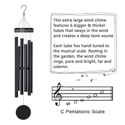 Suntimber 48" Large Wind Chimes for Outside Deep Tone, 6 Heavy Tubed Tubes | Memorial Sympathy Gifts for loss of loved one, Wind Chimes Outdoor Clearance for Garden,Yard,Patio and Lawn - size: 48" Large
