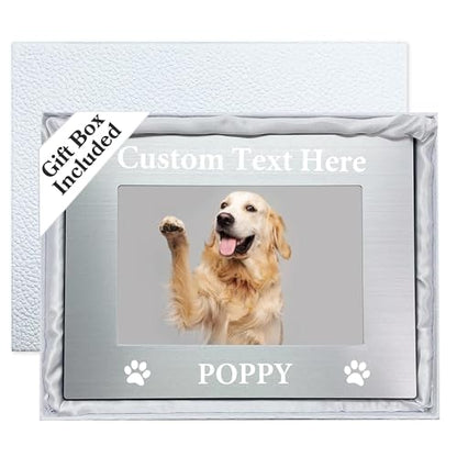 Personalized Cat Picture Frame with Gift Box, 4x6 Aluminum Pet Photo Frame - color: Aluminum Frame, size: Landscape 4X6