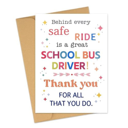 School Bus Driver Appreciation Card Envelope Birthday Christmas First Day End of Year Retirement Gifts for School Bus Driver Thank You Cards Gifts SchoolBus Drivers Greeting Card Present Gift Ideas - color: School Bus Driver Appreciation Card
