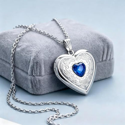 Locket Necklace That Holds Pictures Birthstone Lockets for Women Photo Locket - style: September-birthstone
