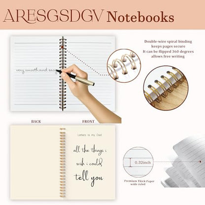 Grief Journal for Loss of Father, Memorial Gifts Notebooks for Note Taking, Loss of Father Sympathy Gift, Letters to My Dad Spiral Notebook 5.5x8.3 Inch - color: To Dad White