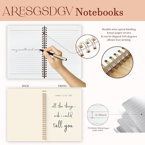 Grief Journal for Loss of Father, Memorial Gifts Notebooks for Note Taking, Loss of Father Sympathy Gift, Letters to My Dad Spiral Notebook 5.5x8.3 Inch - color: To Dad White