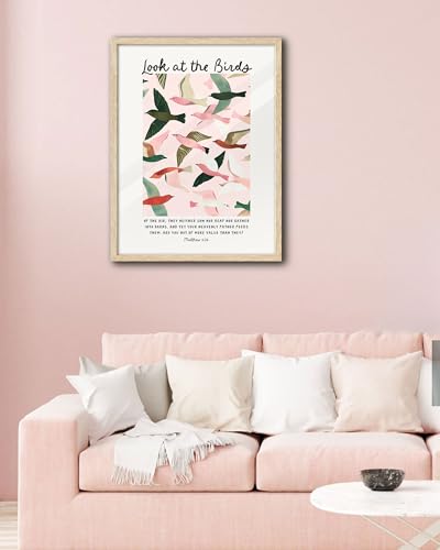 EcoHest 12x16 in Matthew 6:26 Look at the Birds Framed Christian Wall Art - color: Framed Birds, size: 16"L x 12"W