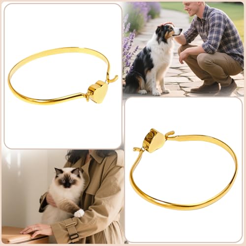 LittleFlower Heart Urn Bracelet for Human & Pet Ashes - Stainless Steel Memorial Jewelry for Cats, Dogs, Waterproof Keepsake with Filling Tool & Gift Box - color: Gold