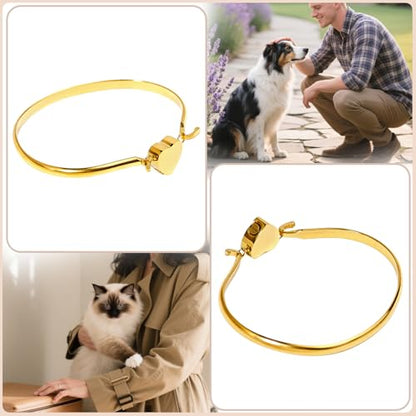 LittleFlower Heart Urn Bracelet for Human & Pet Ashes - Stainless Steel Memorial Jewelry for Cats, Dogs, Waterproof Keepsake with Filling Tool & Gift Box - color: Gold