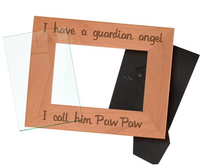 ThisWear Bereavement Paw Paw Have Guardian Angel Wood Frame - Landscape 4x6 | Sentimental Photo Frame, Laser Engraved, Holds 4x6 Photo, Bereavement Gifts Grandpa Paw Paw - size: 4x6 Photo - Landscape