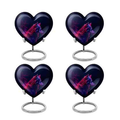 Wolf Urns for Human Ashes - Heart Urn for Human Ashes - Funeral Urns for Adult Ashes Women - Urns for Ashes Adult Female Mother - Memorial Urn - (Size - 3 inch Pack of 4) - size: #4 (Set of 4)