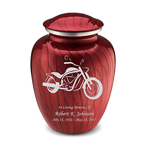 Adult Personalized Motorcycle Cremation Urns for Human Ashes I Large Pearl Candy Red Funeral Urn for Men and Women I 200 lbs - color: Pearl Candy Red