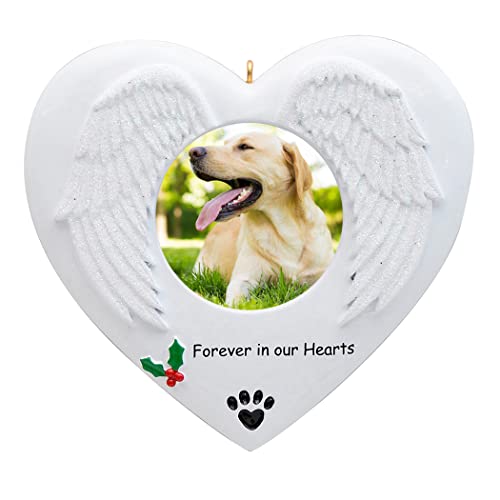 Dog Photo Frame Memorial Ornament 2026, Personalized Pet Memorial Christmas Ornament, Forever in Our Hearts Pet Loss Sympathy Gift for Dog or Cat Remembrance
