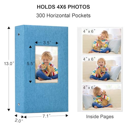 Vienrose 4x6 Photo Album,300 Pockets,Linen Cover with Window,Sky Blue | Linen Hardcover, Slip In Photo Book, Family Memory Album, Travel Keepsake - color: Skyblue, size: 300 Pocket