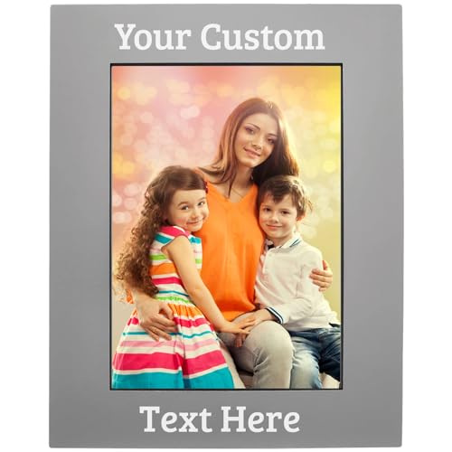 CustomGiftsNow Personalized Add Your Custom Text Engraved Anodized Aluminum Hanging/Tabletop Personalized Group Family Photo Picture Gray Frame (8x10-inch Vertical) - size: 8x10-inch Vertical