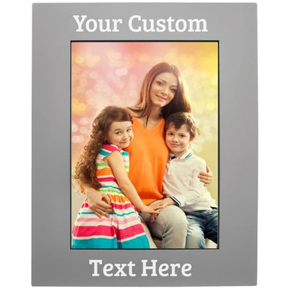 CustomGiftsNow Personalized Add Your Custom Text Engraved Anodized Aluminum Hanging/Tabletop Personalized Group Family Photo Picture Gray Frame (8x10-inch Vertical) - size: 8x10-inch Vertical