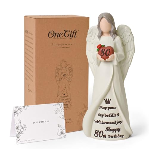 80th Birthday Gifts for Women, Happy 80th Birthday Decorations for Women | Best Gifts for 80 Year Old Woman Moms Grandmother Friends, Elegant Angel Figurine for Home Party Decor - style: 80th Birthday