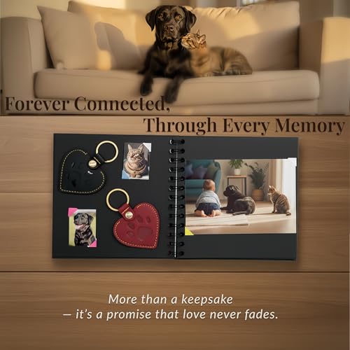 Pet Fur Keepsake Keychain - Dog Hair & Cat Fur Memory Charm, Pet Memorial Gift for Dog and Cat Lovers （Red+Black，2-Piece Basic）