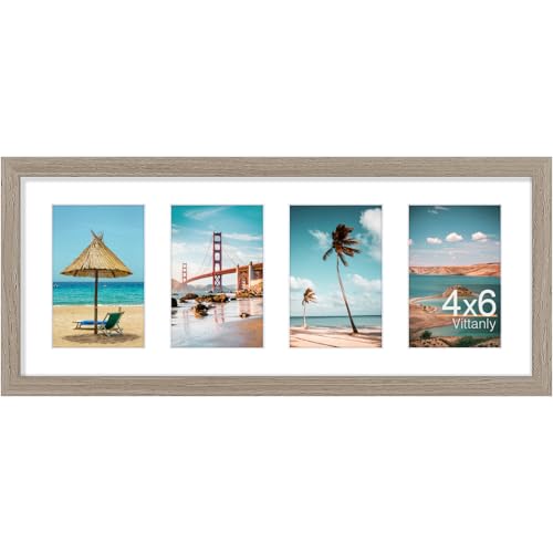 Vittanly 8x20 Collage Picture Frame, Displays 4Pcs 4x6 Photos, Light Taupe - color: Light Taupe, size: 8x20