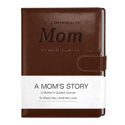 Artmag Mom's Life Story Journal with 250+ Prompt Questions, Family Keepsake Book Leather Cover for Mom to Share Her Memories for Birthday Mother's Day Christmas (Brown) - style: Mom's Life Story Journal （Brown）