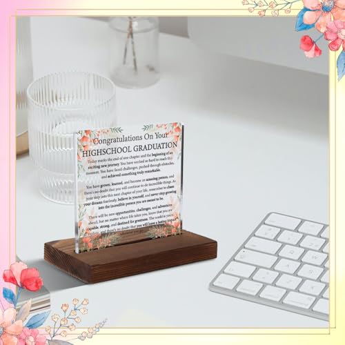 High School Graduation Acrylic Plaque, Inspirational Gift for Graduates, Motivational Keepsake Celebrating Achievement, Encouragement Floral Decor for Teen Boys and Girls Graduation,XXD101 - style: Graduates