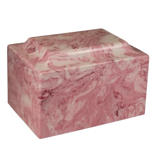 Wild Rose Classic Cultured Marble by Mackenzie Vault for Silverlight Urns, Dark Pink Cremation Urn for Ashes, Adult Sized, Ground Burial, Home Memorial, and Funeral Service - color: Wild Rose