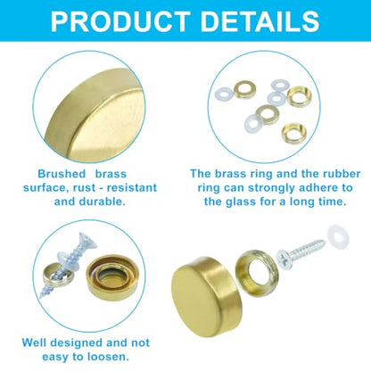 Decorative Screw Covers, 16mm, Gold, 24 Pack - size: 16mm-24 Pack-Gold