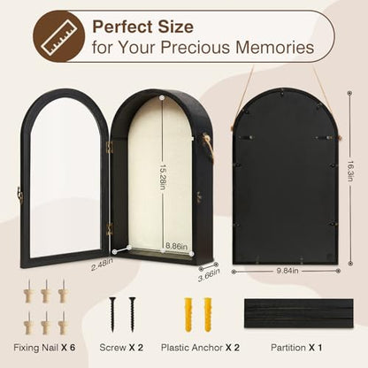 DGWJSU Shadow Box Frame 10x16 Large Shadow Boxes Display Cases with Linen Back and Removable Shelves, Picture Frame Wedding Bouquet Memorabilia Medals Photos Memory Box for Keepsakes (Black) - color: Black