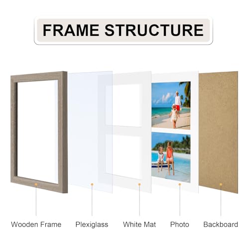 Vittanly 8x10 Collage Picture Frame, Displays 2Pcs 4x6 Photos, Light Taupe - color: Light Taupe, size: 8x10