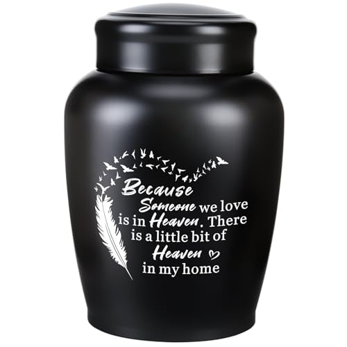 Cremation Urns for Human Ashes Adult - Female Man Women Male | Burial Funeral Keepsake Urn Large up to 180 lbs - color: Black