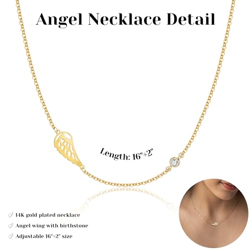 Gold Angel Wings Necklace Sympathy Gifts for Loss of Loved One 1-12 Birthstone Necklace Guardian Angel Memorial Condolences Remembrance Comforting Spiritual Jewelry - color: 09 September