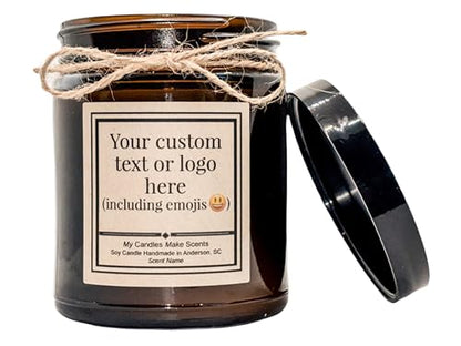 | Personalized | Handcrafted Soy Candle | 4oz or 9oz Amber & Clear Jars| Many Scents to Choose from (Eucalyptus Spearmint)