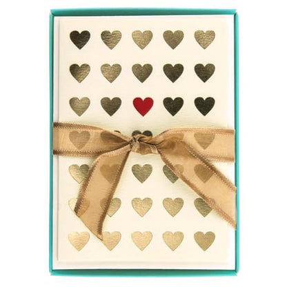 Graphique Lots of Love La Petite Presse Boxed Notecards - 10 Embossed and Embellished Gold Foil Heart Blank Cards with Matching Envelopes, 3.25 x 4.75" (L1315CB) - color: Lots of Love