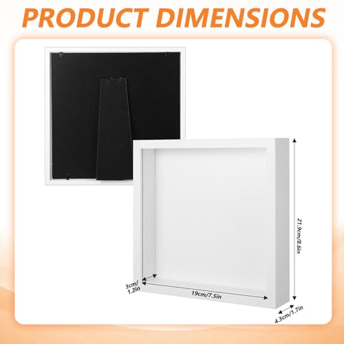 4 Pack Shadow Box Frames, 8 x 8 Inches Square Artificial Board Shadow Boxes Display Case, White 3D Picture Frames for Photos, Dried Flowers, Wall Mounted Handicraft Photo Frame - color: White, size: 8X8