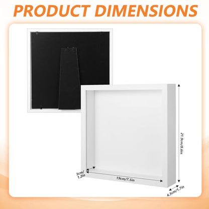 4 Pack Shadow Box Frames, 8 x 8 Inches Square Artificial Board Shadow Boxes Display Case, White 3D Picture Frames for Photos, Dried Flowers, Wall Mounted Handicraft Photo Frame - color: White, size: 8X8