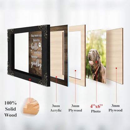 4x6 Covered Dog Memorial Picture Frame, Pet Memorial Gifts for Dogs Cats, Bereavement Frame for Dog Cat in Loving Memory, Loss of Pet Sympathy Gift, Pet Remembrance Gift Wall Tabletop PF205-B