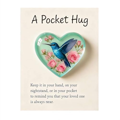 Hummingbird Pocket Hug with Gift Card, Little Heart Pocket Hug Token, Mini Acrylic Hugs Token with Encouragement Card,Long Distance Relationship Gifts,Bereavement Keepsake for Loss (F) - color: F
