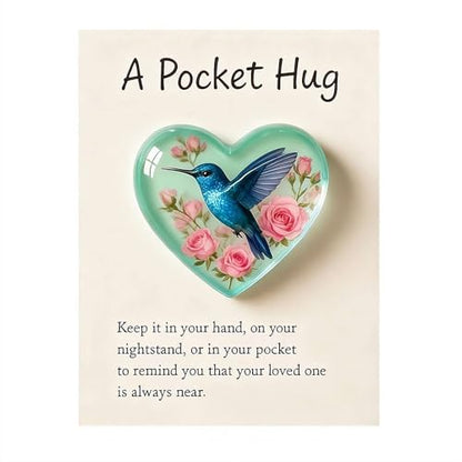 Hummingbird Pocket Hug with Gift Card, Little Heart Pocket Hug Token, Mini Acrylic Hugs Token with Encouragement Card,Long Distance Relationship Gifts,Bereavement Keepsake for Loss (F) - color: F