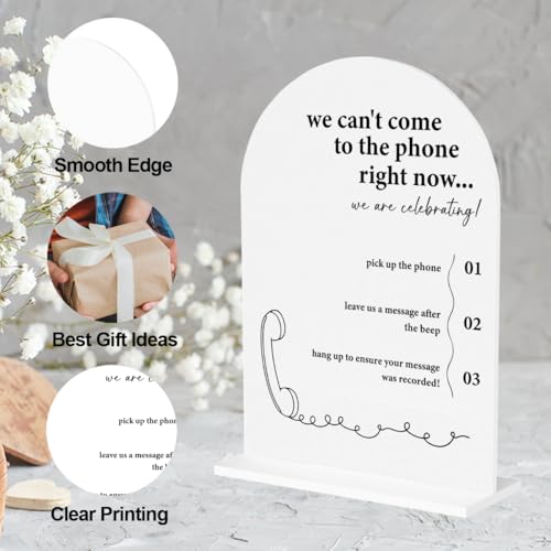 Audio Guestbook Sign Photo Guestbook Sign for Wedding Engagement Bridal Shower Party Acrylic sign for Table Desk - color: come to the phone