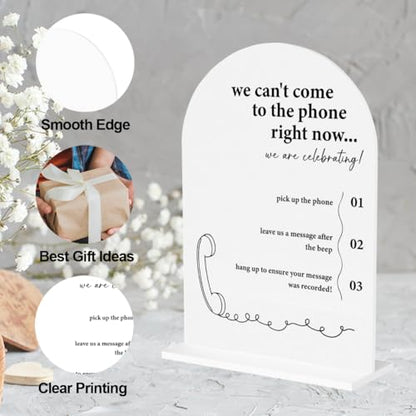 Audio Guestbook Sign Photo Guestbook Sign for Wedding Engagement Bridal Shower Party Acrylic sign for Table Desk - color: come to the phone