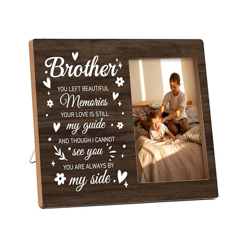 Memorial Pictures Frame, Brother You Left Beautiful Memories Photo Frame, Sympathy Gifts For Loss Of Brother, Farmhouse Home Living Room Bedroom Decoration -b26 - style: Brother